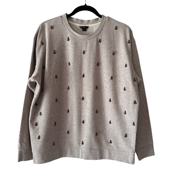 J Crew Embellished Sweatshirt in Original Cotton Terry - Picture 1 of 5